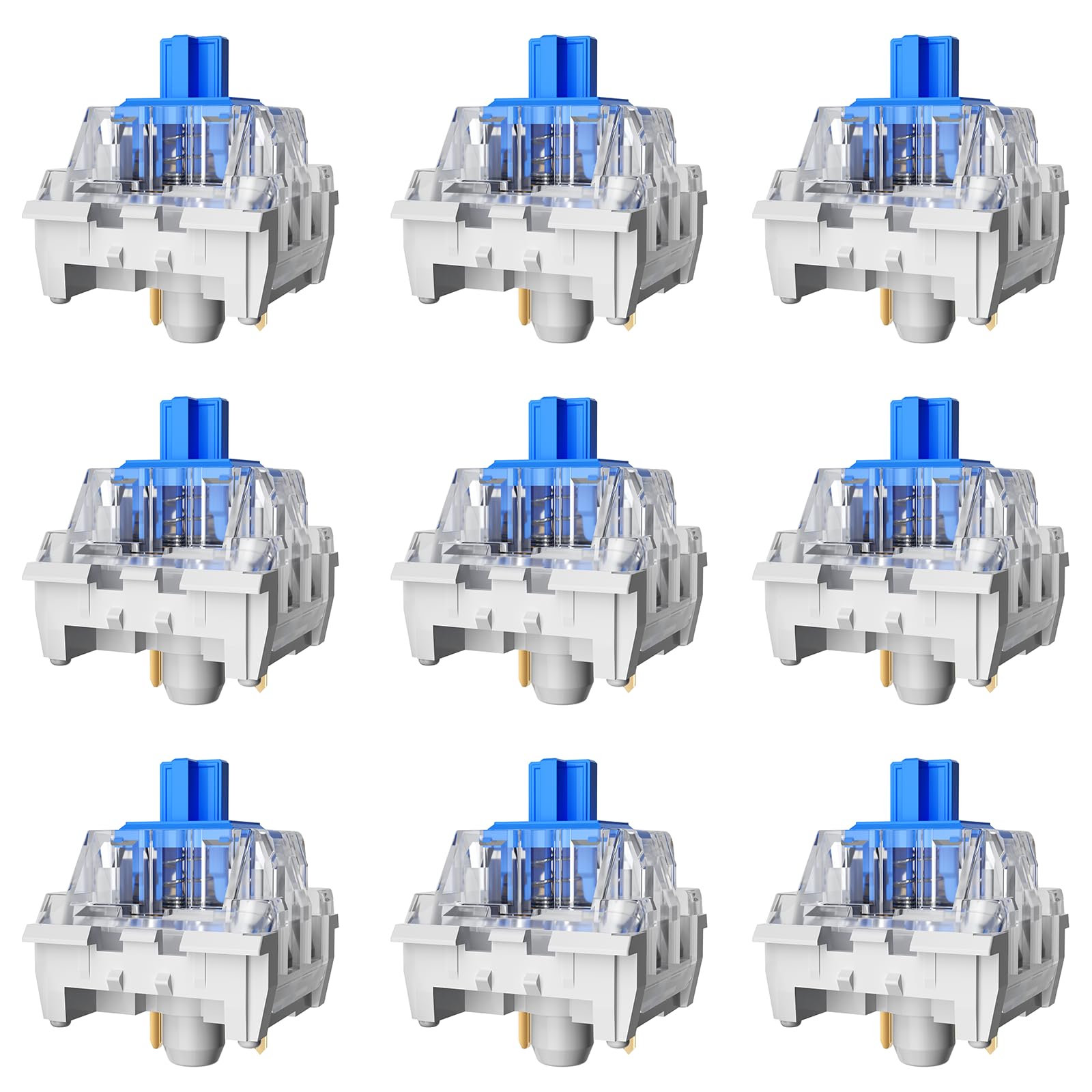 72 PCS Blue Mechanical Keyboard Switches 3-Pin 50gf RGB SMT Clicky